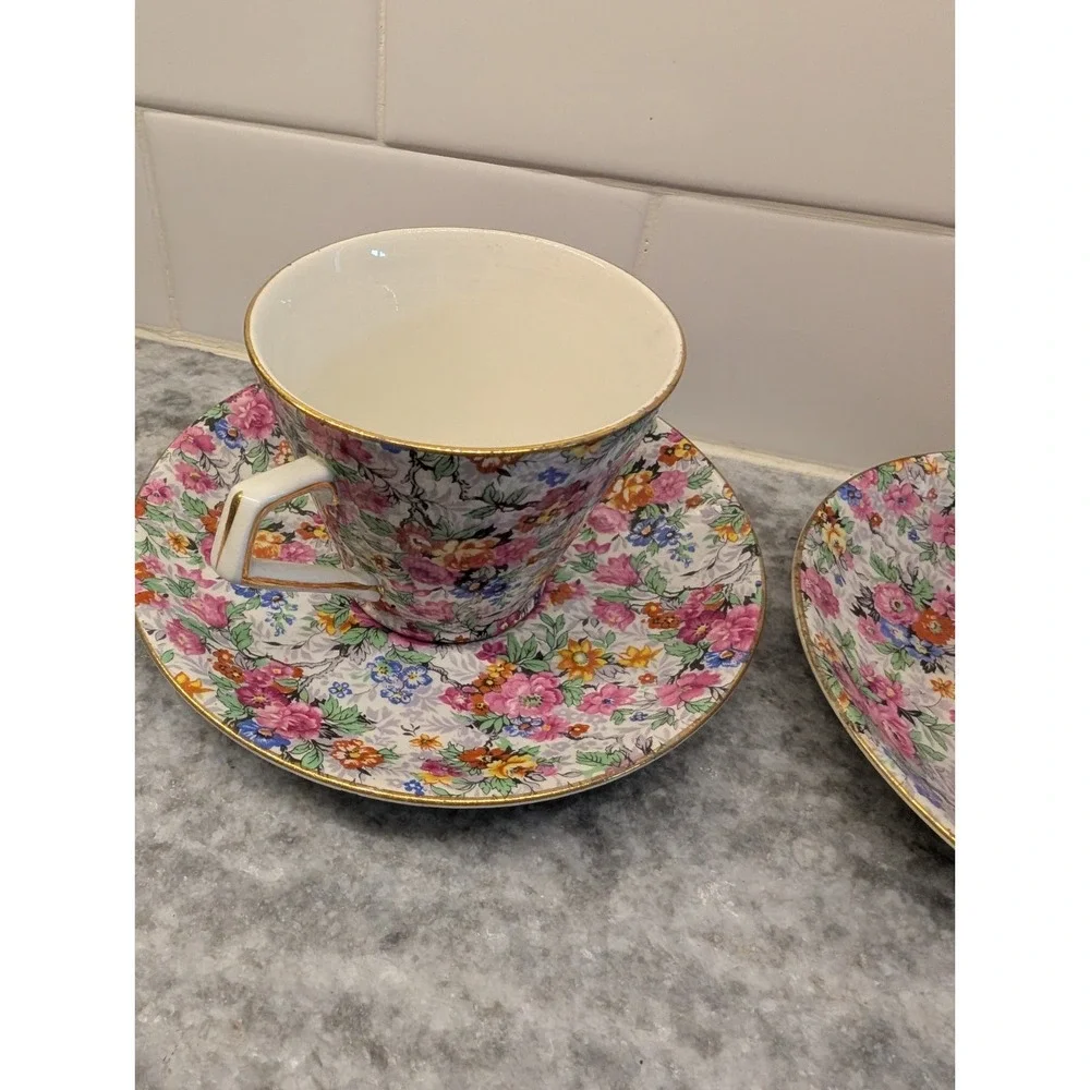 Vintage Lord‎ Nelson Marina Pattern Chintz Cup & Saucer Set Of 2 Made in England